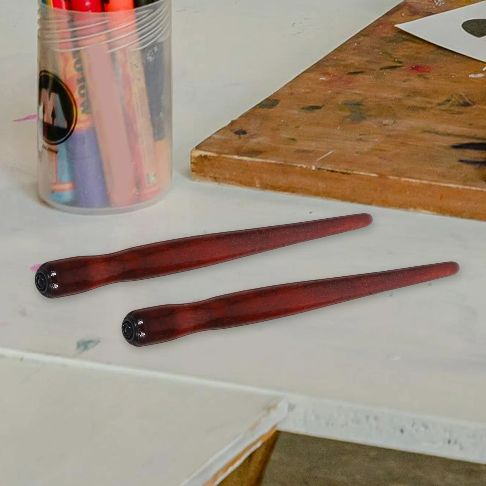 

2pcs Professional Calligraphy Wood Dip Pen Nib Holder For Drawing Painting Writing Replaceable Pen Point Holder Calligraphy
