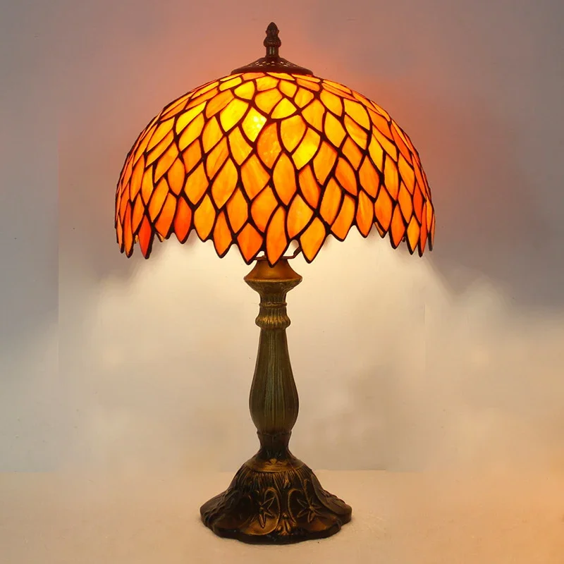 SAMAN Tiffany Table Lamp LED Luxury Creativity Living Room Study Bedroom Bedside Lamp Villa Hotel Color Glass Desk Light