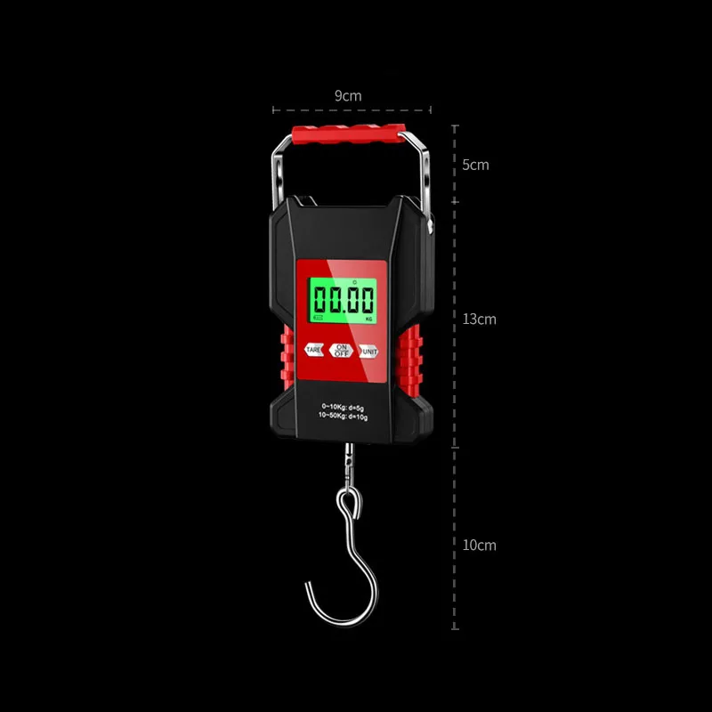 U50 50kg Portable Waterproof Fishing Scale Digital Recharged Hanging Hook Scales For Courier Luggage Home Weighing 1.5M Tape