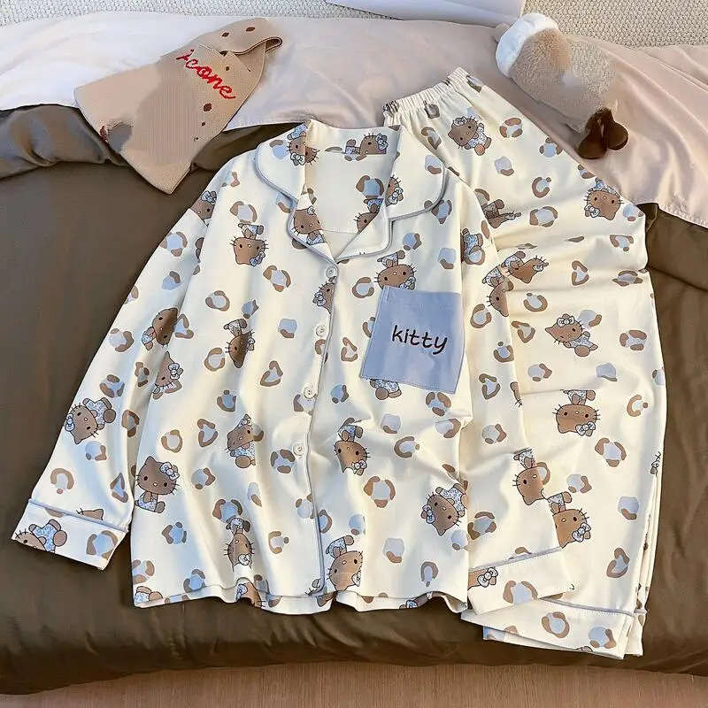 

Fashion New Women's Cute Home Clothes Spring Cartoon Anime Student Casual Pajama Set Sweat Absorbing Breathable and Comfortable