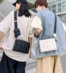 Fashion Unisex 2pcs Crossbody Bags High Quality PU Leather Men Shoulder Bag 2024 New Trend Shopping Messenger Bag Man Pockets 가방