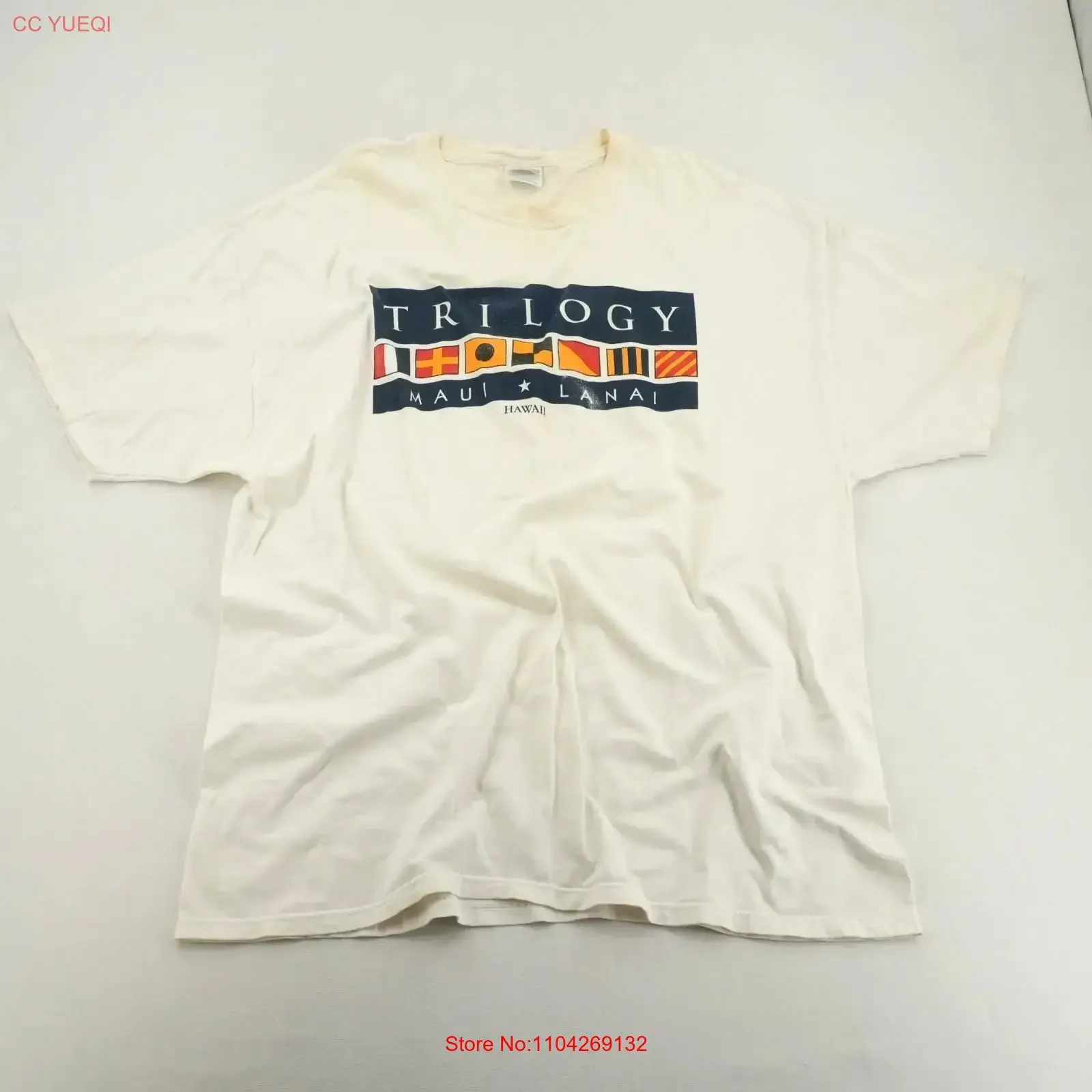Vintage Trilogy Maui Lanai Hawaii White T Shirt Men s Size 2XL vintage Washed Comfortable Top For Everyday Wear Unisex Slightly