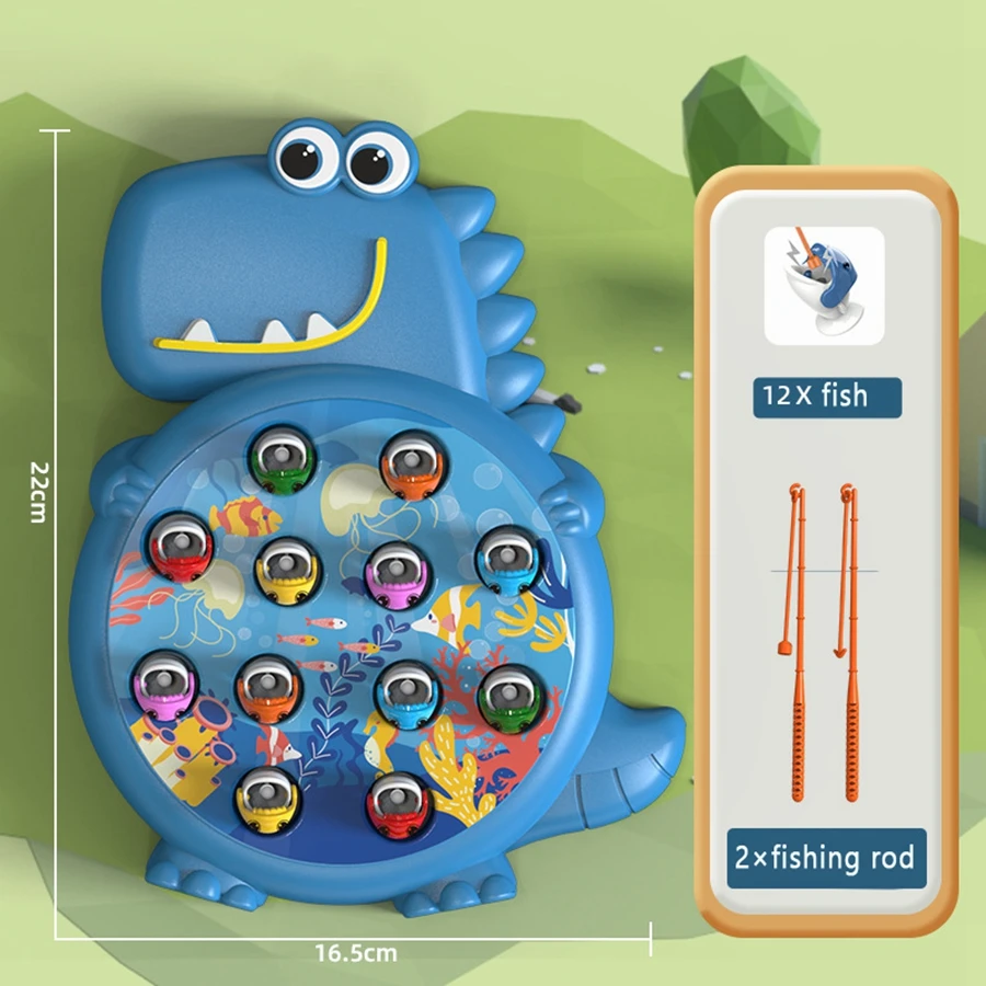 Gioco di pesca multigiocatore per bambini – Stagno elettrico rotante con pesci e canne magnetiche per giochi in famiglia e feste
