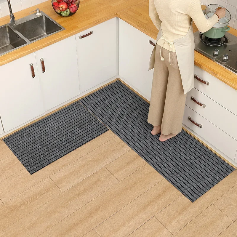 Scherbare gestreifte Bodenmatte für Eingangstür, PVC, rutschfest, schmutzabweisend, Küchenteppiche, Flur, Büro, Flur, Dekoration, Teppiche