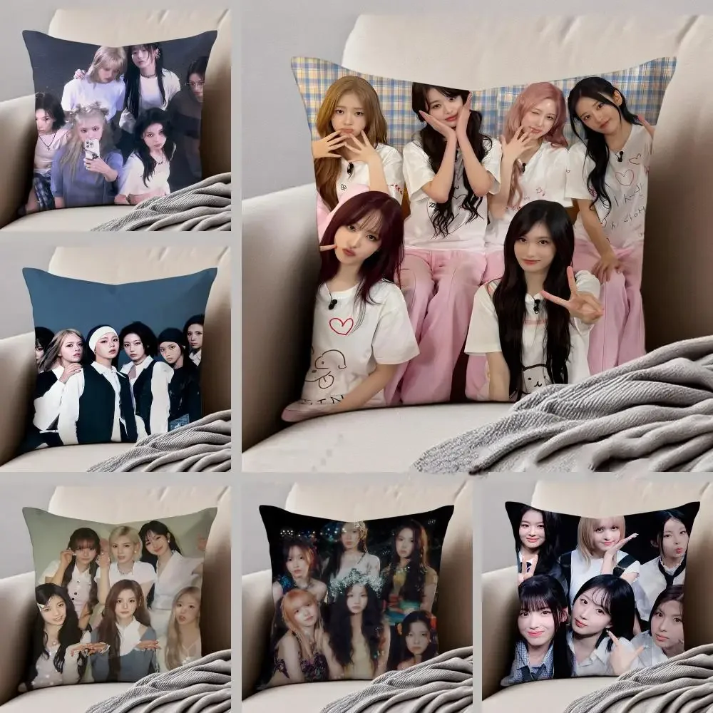 Idol Group N-NMIXX Cushion Cover Throw Pillow Cover Hidden Button Durable Polyester Chair Cushion