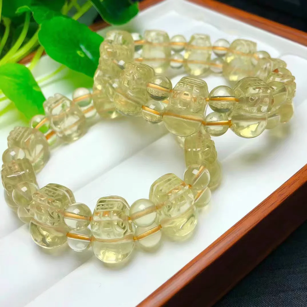 

Natural Yellow Citrine Quartz Pi Xiu Bracelet Jewelry 18x12mm Women Men Citrine Beads Wealthy Stone Birthday Gift AAAAA