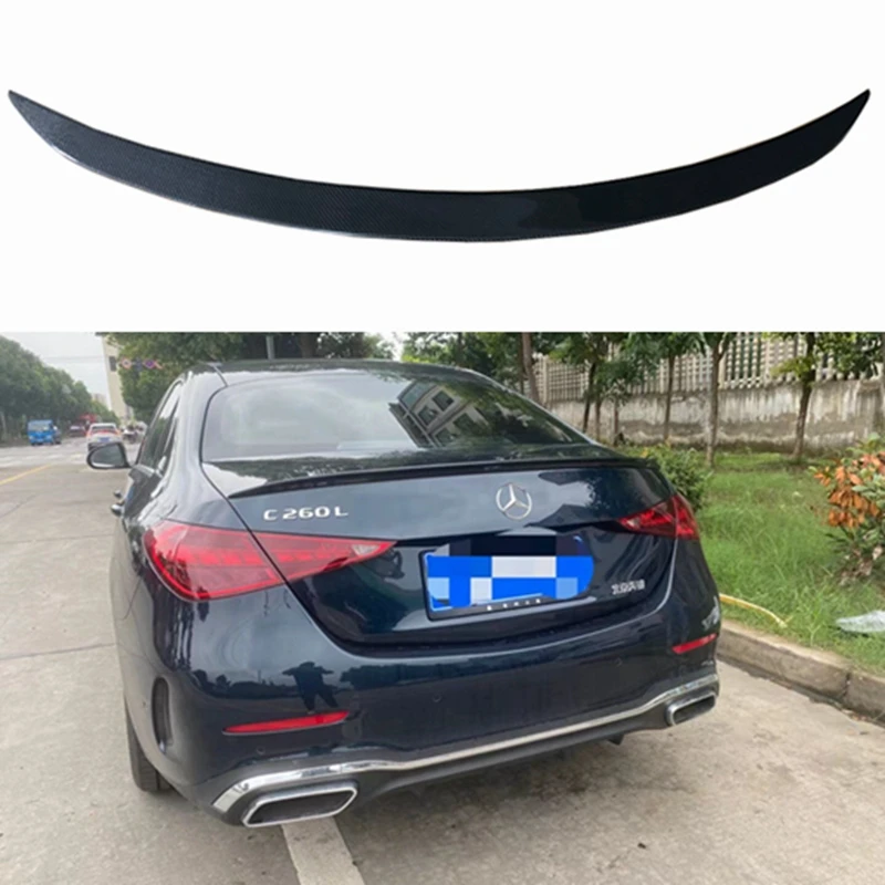 

For Mercedes W206 Sedan C-Class 4DOOR C200 C260 AMG Style Carbon Fiber Rear Spoiler Trunk Wing 2021-2023 FRP black Forged Carbon