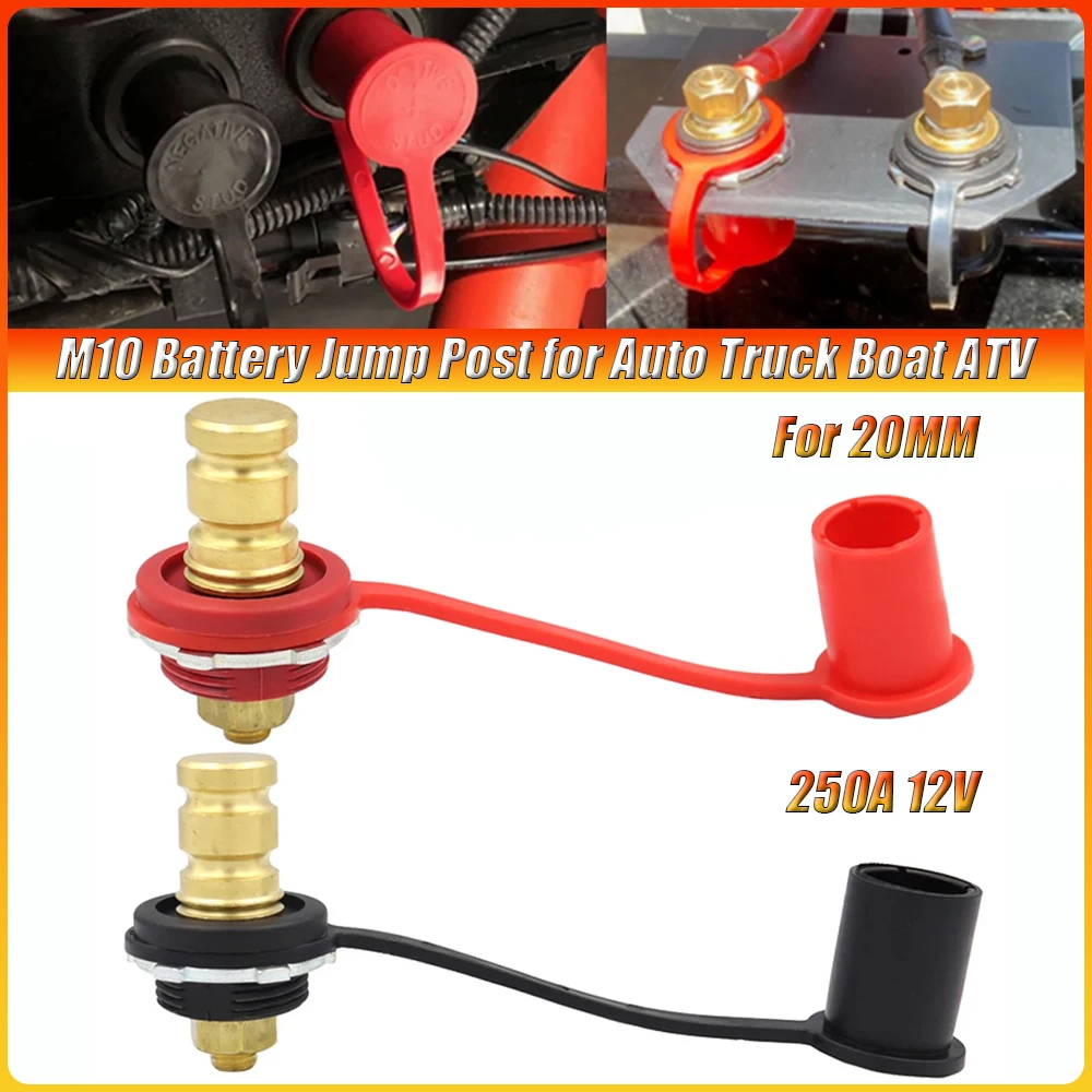 

For Auto Truck Boat ATV 250A 12V Battery Charger Post 3/8" Stud Remote Battery Terminals with Cap M10 Battery Jump Post
