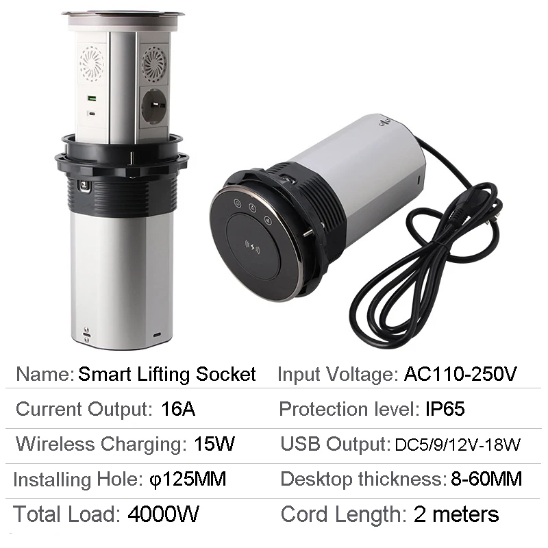 Imagem -04 - Tuya-tomadas de Elevação Retrátil Pop Elétrico Mesa Escondida Saída Motorizada com Usb Carregamento sem Fio ue Eua e br Padrão