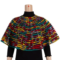African Print Web Collar Shoulder Necklace Wax Cotton Small Gaps Ankara Choker Statement Necklace Women Handmade Jewelry WYB782