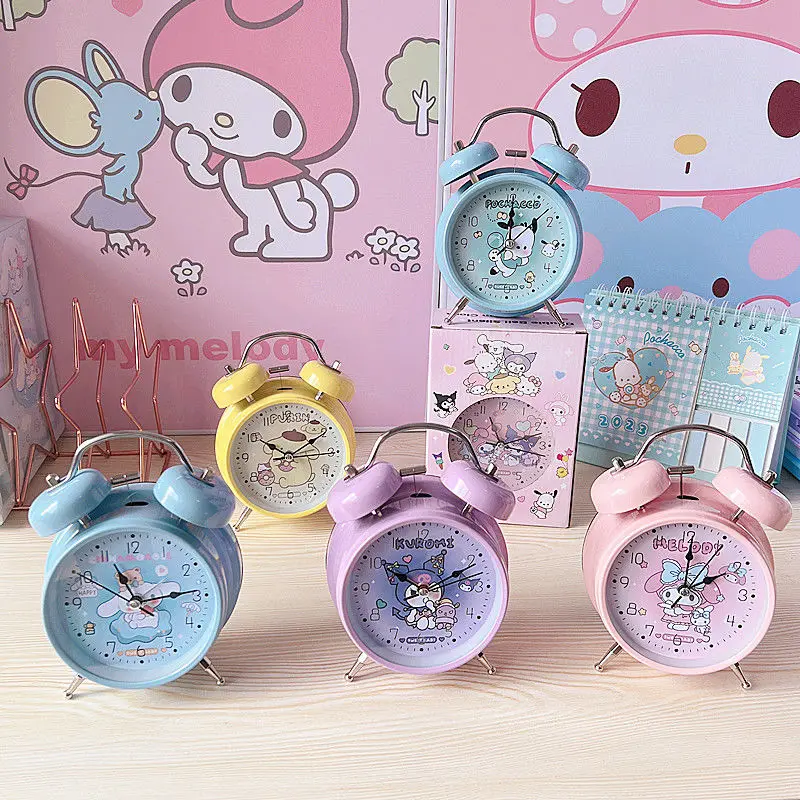 Kawaii Sanrio Hello Kitty Kuromi My melody alarm clock for students to wake up special bedroom desktop ring clock holiday gift