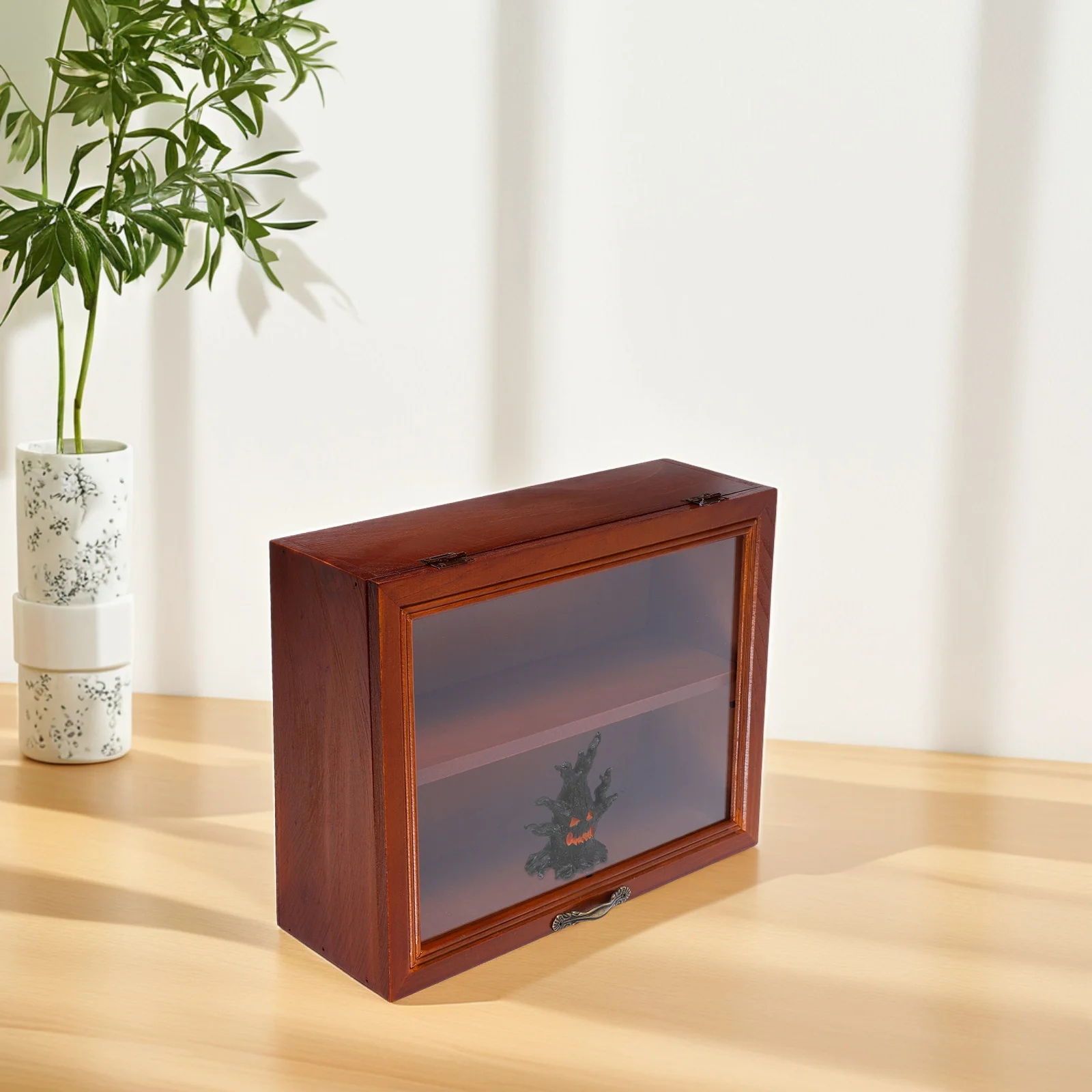

Solid Wood Flip Storage Cabinet Small Desktop Display Rack for Toy Figures Cosmetics ganizer Retro Style Home Decor Strong