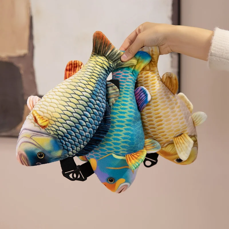 Sac à dos en forme de poisson coloré, sac intéressant en peluche, accessoires photo Decro, oreiller d'animal d'eau, cadeaux d'anniversaire