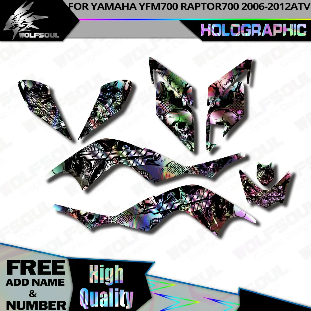 Kit de Adhesivos de Plástico para Motocicleta Yamaha YFM700 RAPTOR 700 YFM 2006 - 2008 2009 2010 2011 2012, Calcomanías Holográficas de TPU