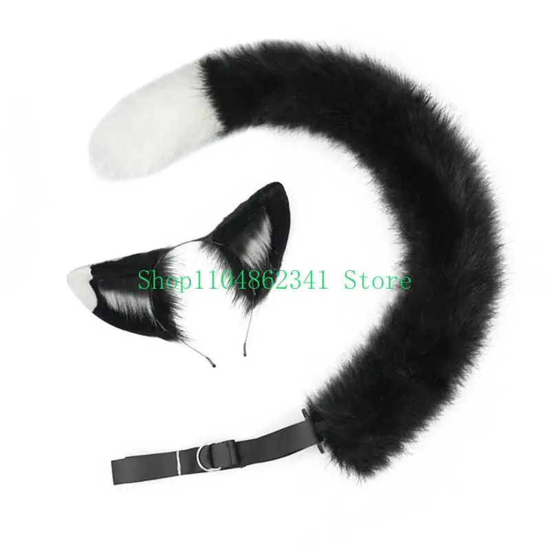 Accessori per costumi da gatto Pellicce finte Volpi Coda e orecchie Set di fasce per animali Costume cosplay di Halloween per donne Uomini Regali
