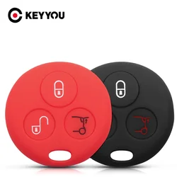 KEYYOU For Benz Smart City Fortwo Roadster 3 Button Car Styling Accessories Key Holder Silicone Car Key Cover Case Shell Skin