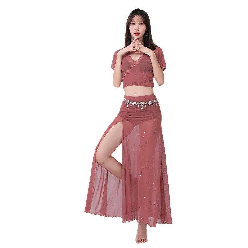 

Adult Belly Dance Clothing Stage Performance Set for Women Costumes Korea Training Wear Oriental Dancing Dresses Outfit No Belt