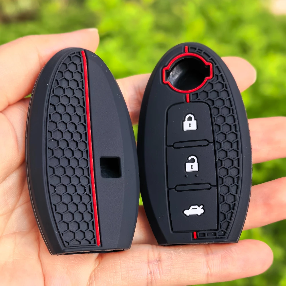 Funda de silicona para llave remota para Nissan Qashqai Pulsar March 370Z Micra Juke Note Tiida Wingroad NV200 Leaf Cube Fob