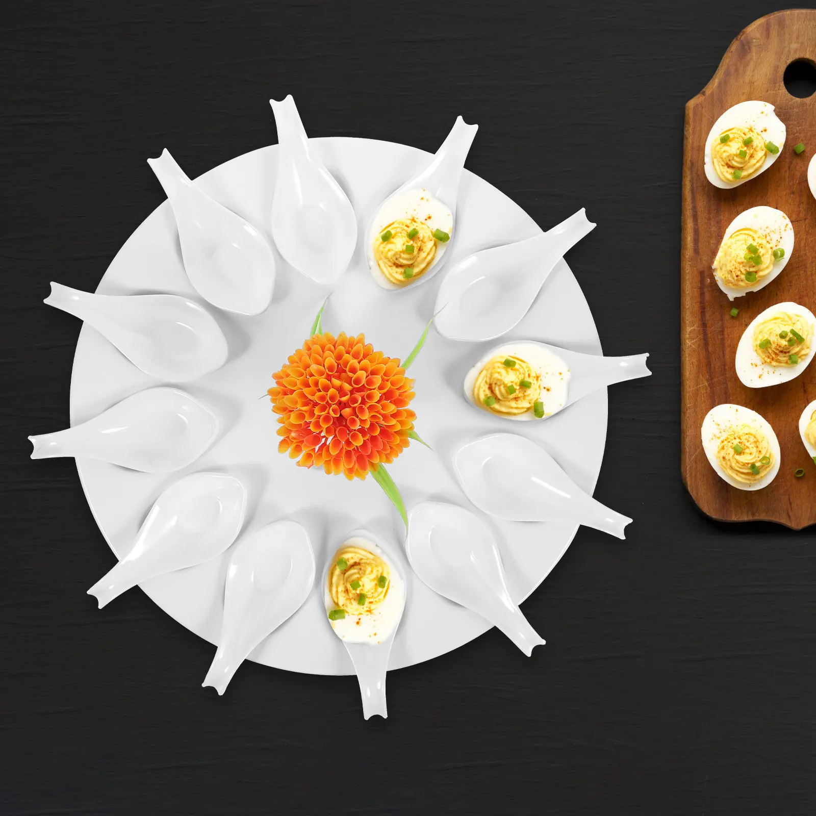 Deviled Egg Serving Tray with Spoons Stylish Seafood Platter for Home Hot Pot Restaurant Gathering Appetizer Dish Decorative
