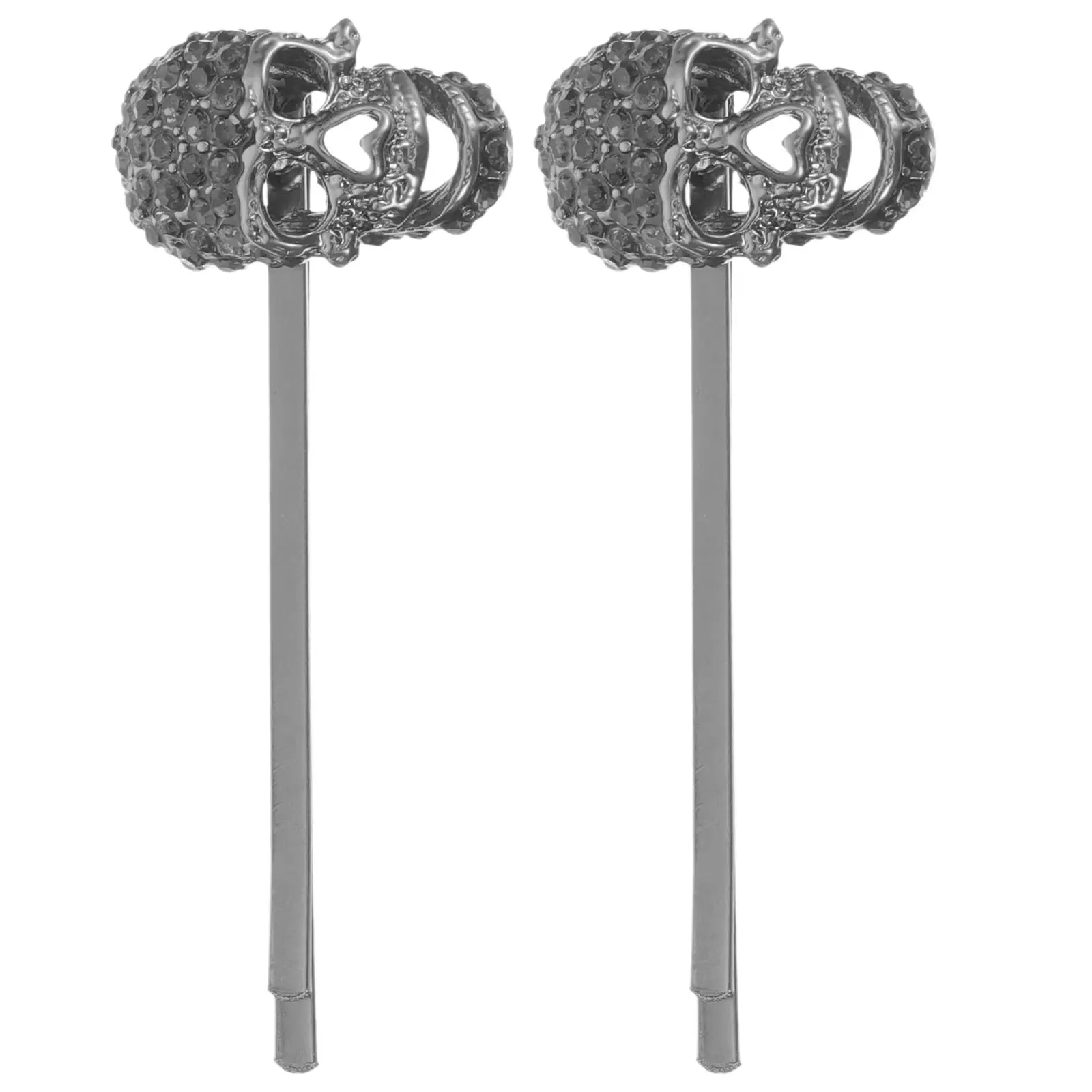 

2Pcs Skull Hair Clip Rhinestones Halloween Costume Accessories Girls Child Barrette Styling Tools Hairpins