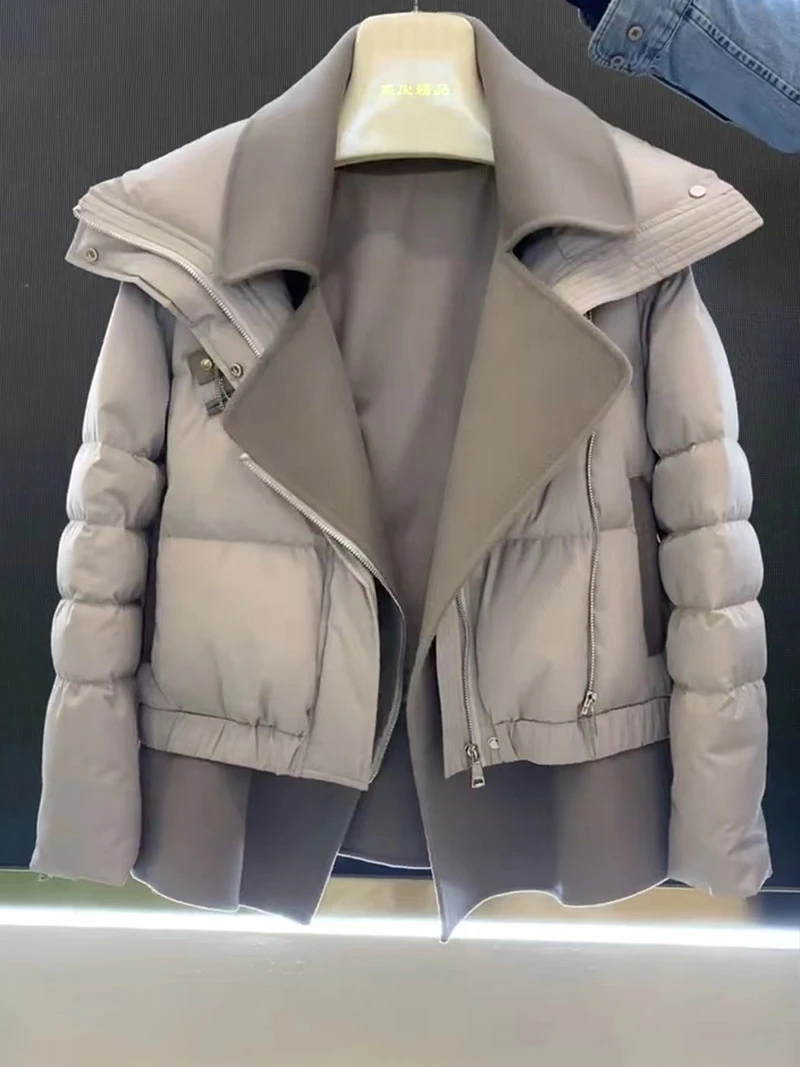 Ay lã retalhos ort terno feminino sle down jaet versão coreana alta quali inverno outerwear quente e sli