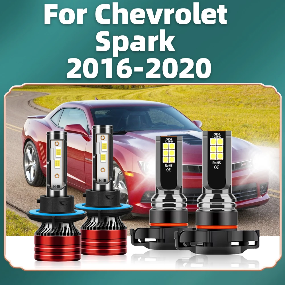 

For Chevrolet Spark 2016 2017 2018 2019 2020 Car Headlights 20000LM H13 9008 LED Car Lamps 12V 5202 Fog Light CSP Foglight Bulbs