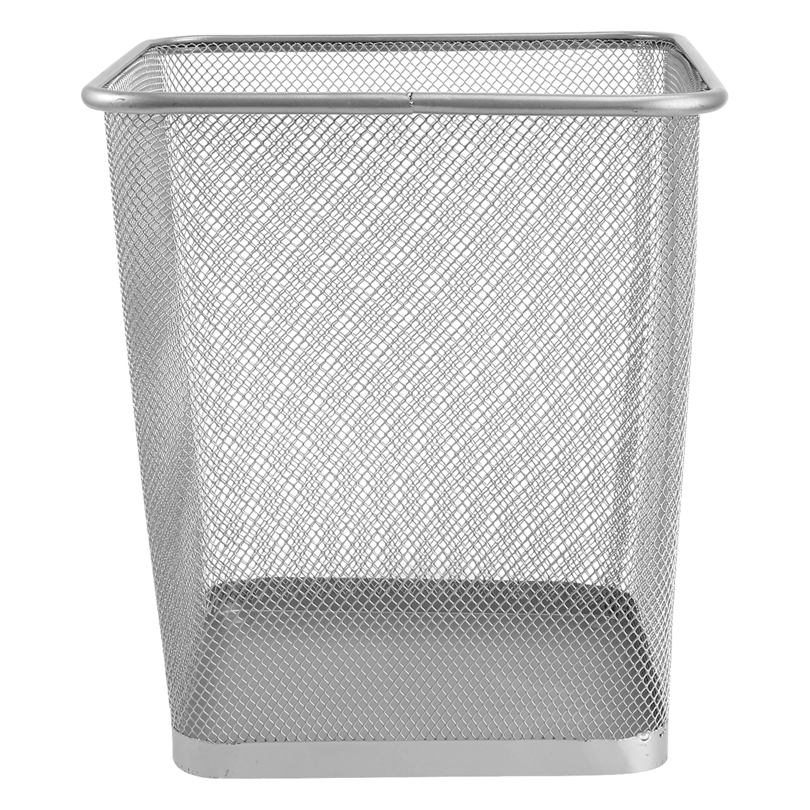 

1PC Silver Square Small Metal Trash Can Wastebasket Office Garbage Container Home Kitchen Bathroom Waste Paper Basket