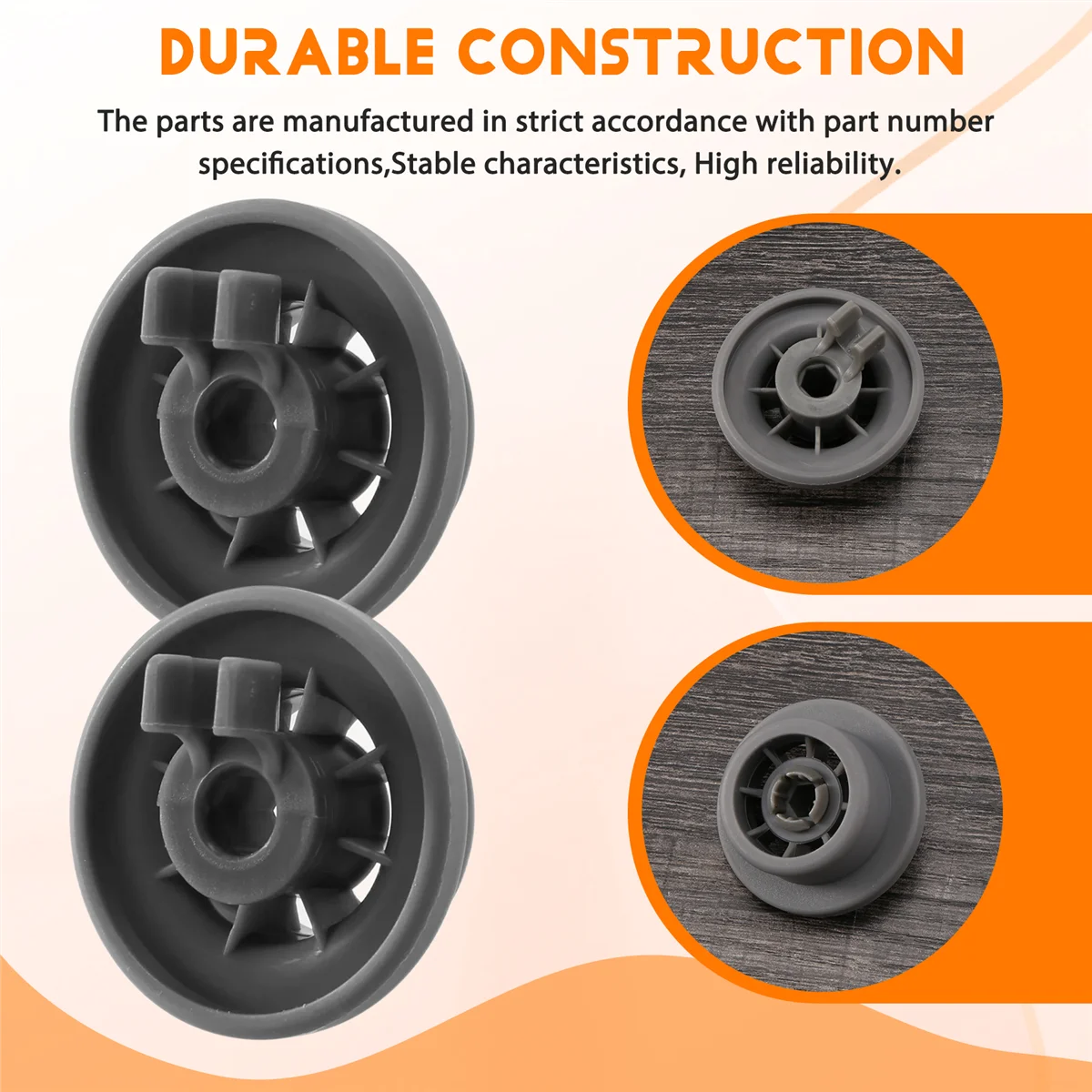 T27C 4 x Dishwasher Lower Basket Rail Wheels for Bosch Neff & Siemens Grey 165314