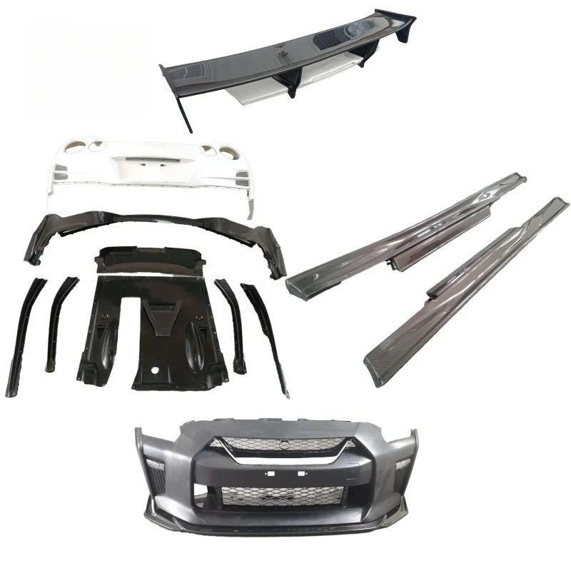 Для GTRR35 TopSk Style Body Kit Бампер Передняя губа Боковая юбка Диффузор Спойлер