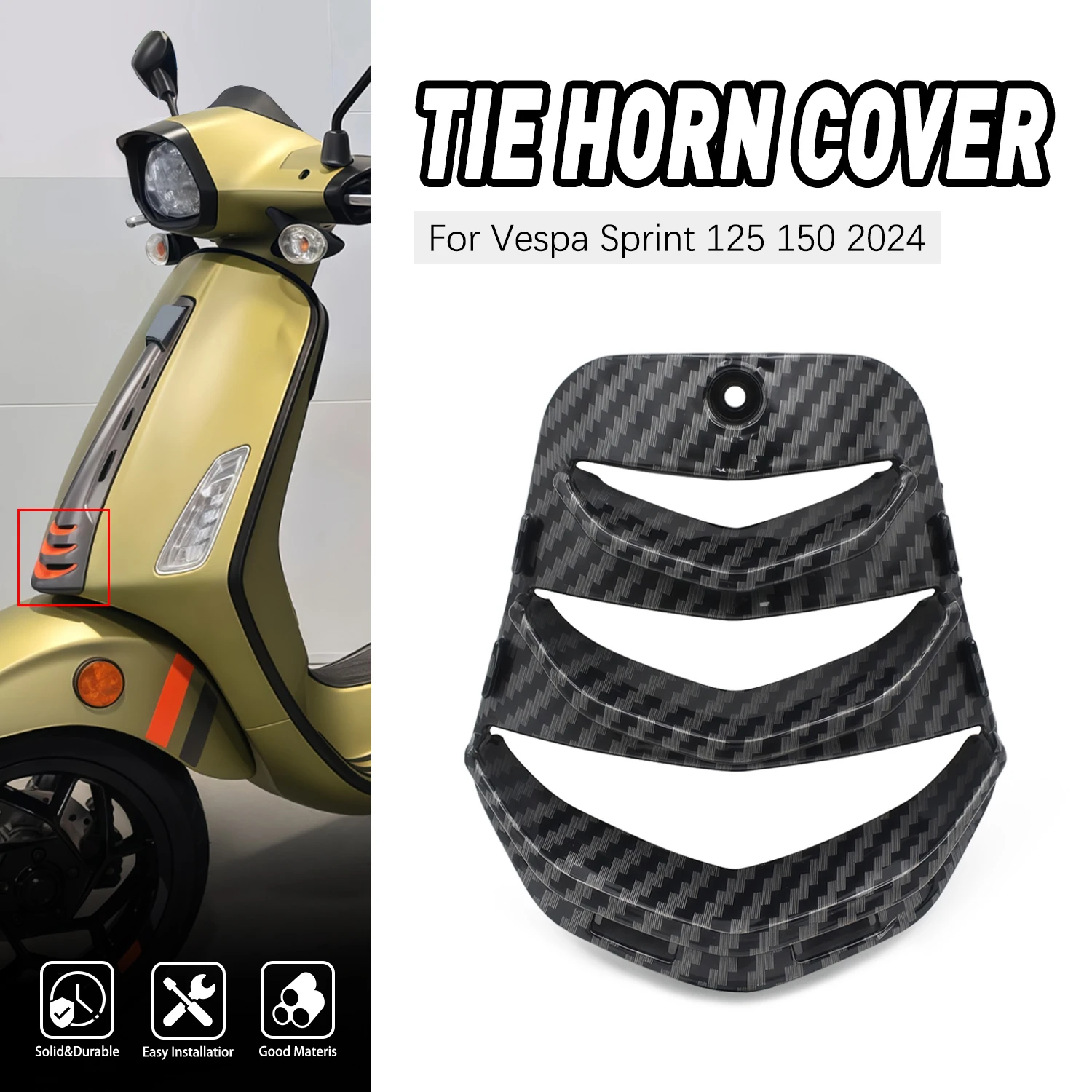 

Motorcycle Parts Horn Cover Inlay Tie Grill Protector Decorate Guard ABS accessories moto For Vespa Sprint 125 150 2024 2025