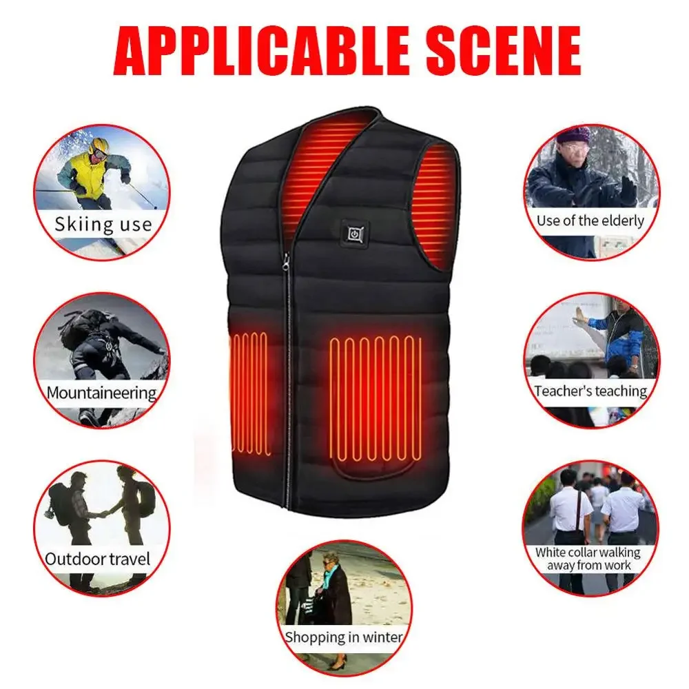 Smart Heating Vest Jacket USB Electric Clothes 3 Gears Adjustable Warm Vest