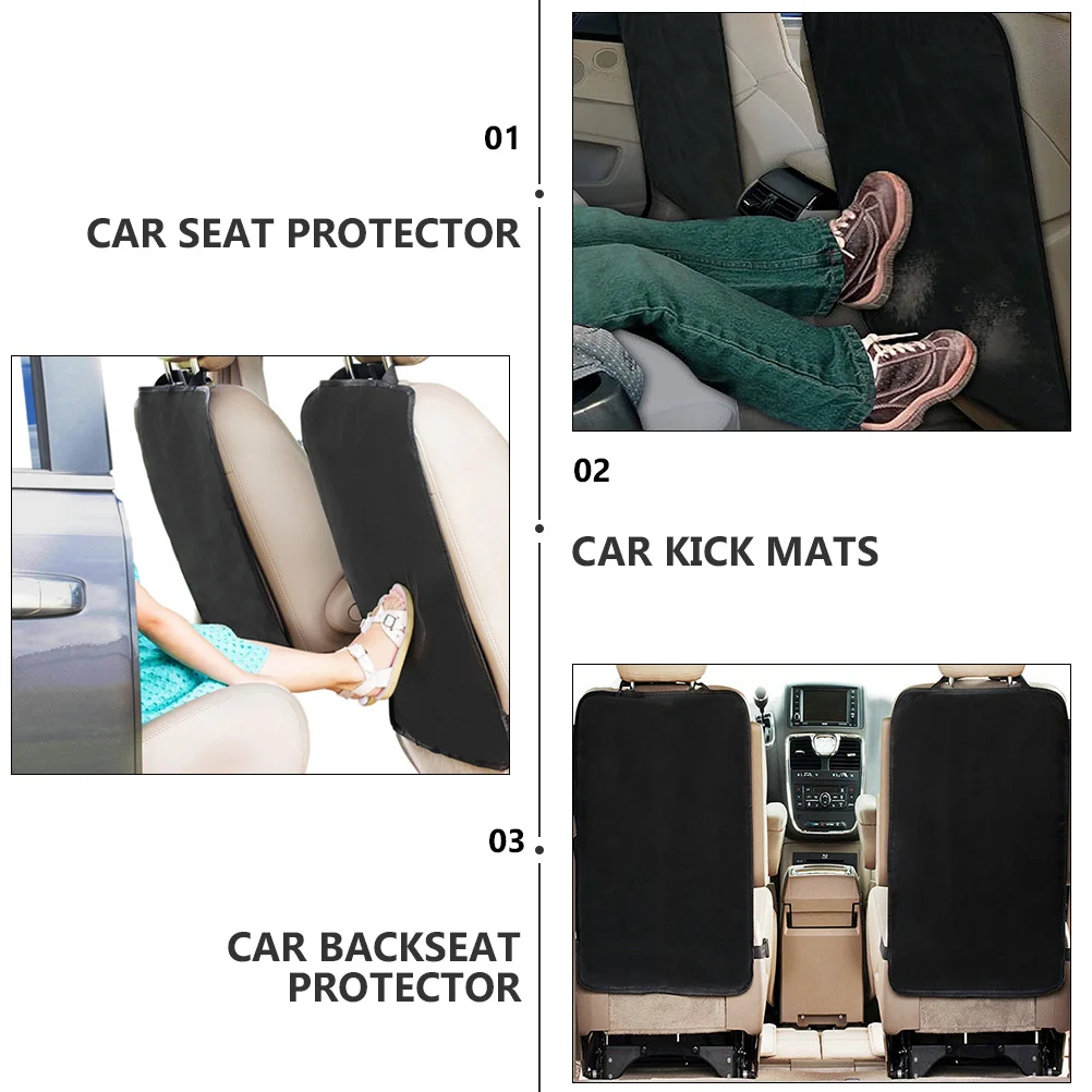 

2Pcs Car Kick Mats Durable Oxford Cloth Backseat Protector Easy Install Car Seat Protector Vehicle Rear Seat Anti-Kick Pad