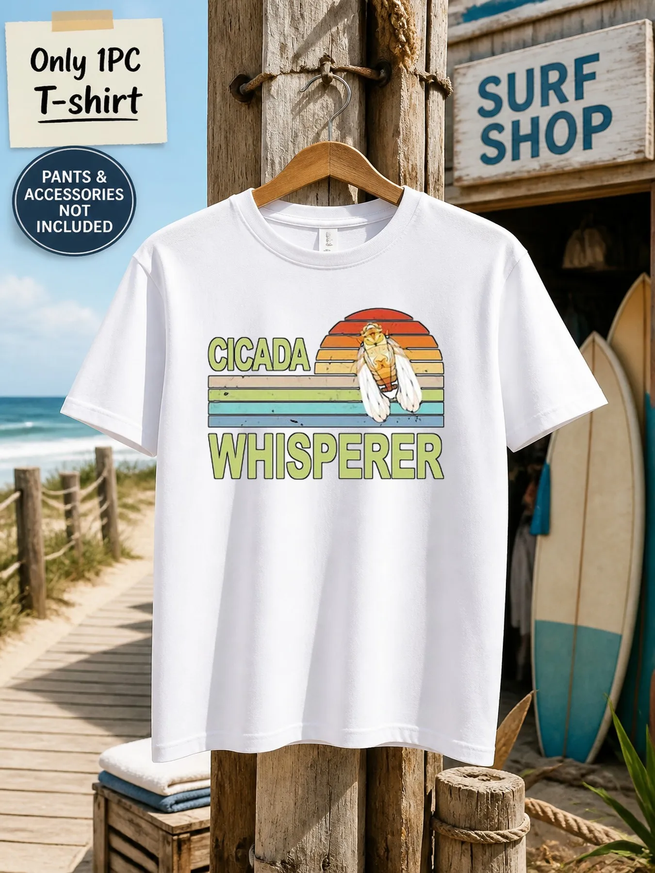 1pc Men'S Graphic T-Shirt Cicada Whisperer Short Sleeve Crew Neck [Solely 1pc T-SHIRT]