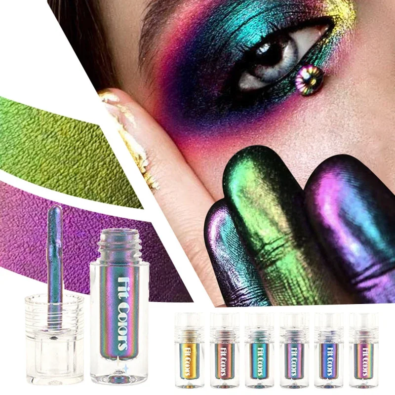 Sombra de ojos líquida Camaleón de larga duración, pigmentos de sombra de ojos multicromo, duocromo, Aurora, brillo, maquillaje cosmético de fiesta