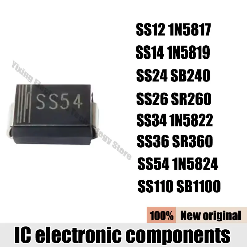 50PCS SCHOTTKY Rectifier Diode SMA SS12 SS14 SS16 SS18 SS22 SS24 SS26 SS28 SS32 SS38 SS54 SS56 SS58 SS34 SS36 SS110 SS2200 SMD image 2