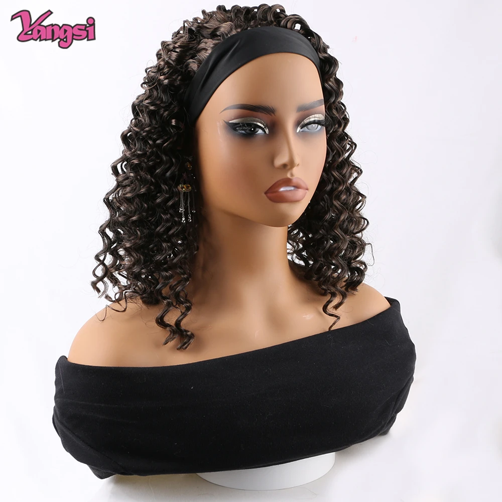 

Full Star 12 inch Synthetic Short Wavy Curly Woman Wig Adjust Strap Wigs With Side Comb Party Daily Use headband Wig Heat Resist