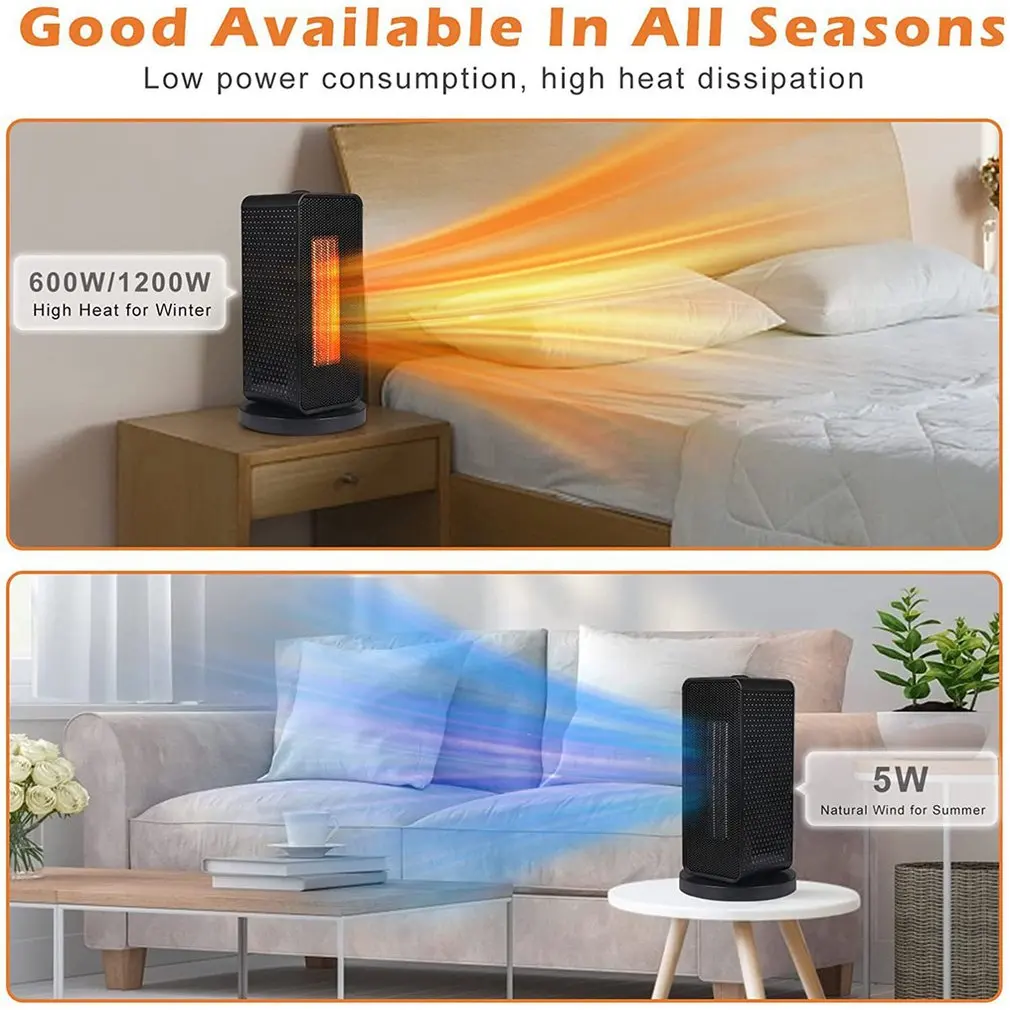 New Heater Household Desktop High Speed Regulating Electric Heater Air Circulation Tower Children Heater Fan Heating Air Cooler