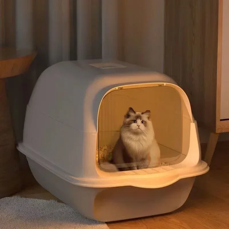 

Fully Enclosed Sandbox Large Capacity Cat Litter Box Pet Anti Splash Toilet Spillproof Deodorant Cat Toilet Removable Cat Bedpan