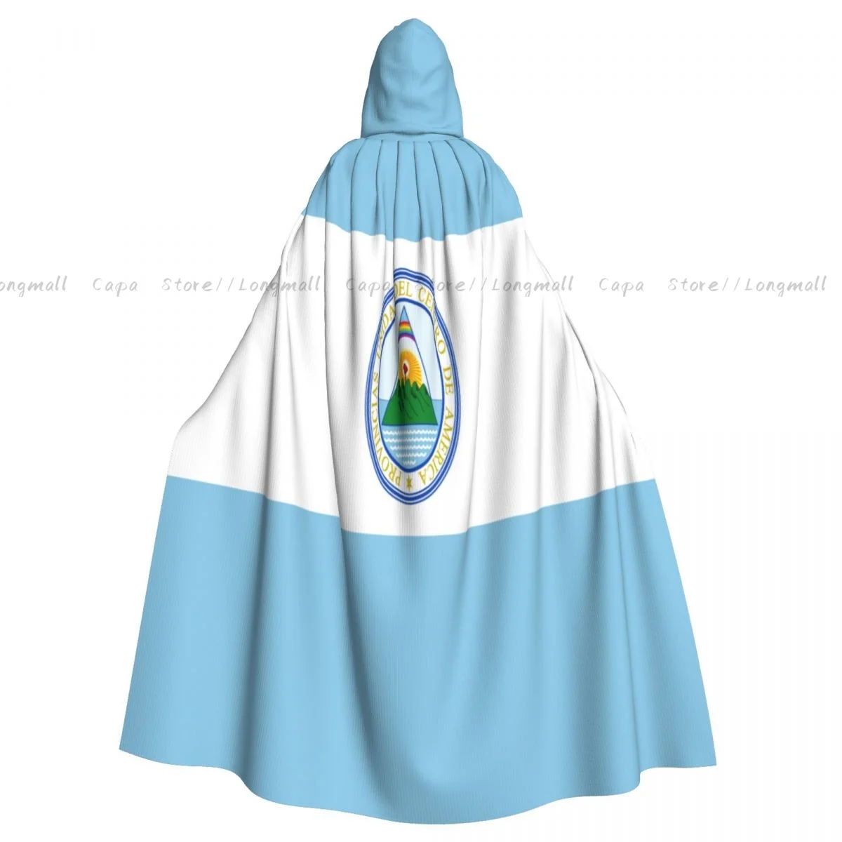 Flag Of The United Provinces Of Central America Hooded Cloak Coat Halloween Cosplay Costume Vampire Devil Wizard Cape Gown Party