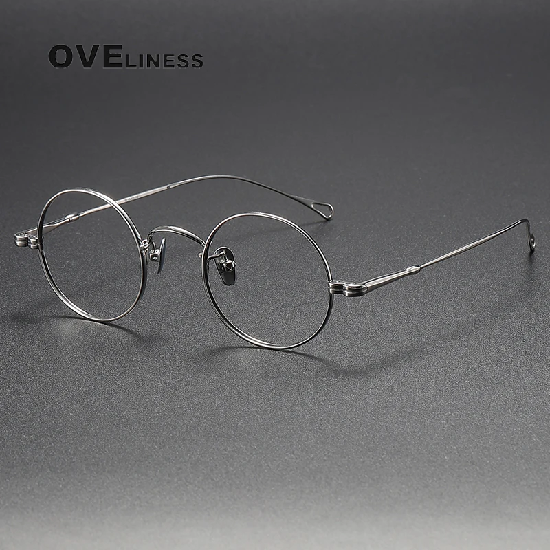 2024 Pure Titanium Glasses Frame Women Vintage Round Eyewear Prescription Eyeglasses Frames Men Retro Myopia Optical Spectacles