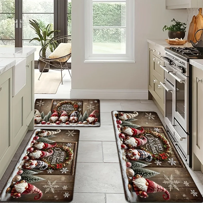 VIKAMA Weihnachtsteppich, Küchenteppich, langer Teppich, wasserdichter Outdoor-Teppich, Fußmatte, Teppich für Schlafzimmer, Teppich für Live-Raum