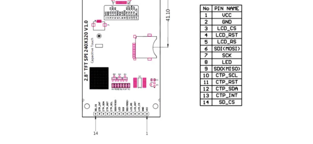 2,8/3,2/3,5 Zoll SPI Serieller Anschluss TFT LCD Kapazitiver Touchscreen-Display-Modul IPS-Version Schwarz – Detail 8