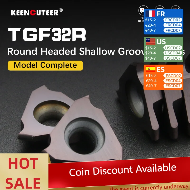 

10 шт. TGF32R100-R0.5 TGF32R300-R1.5 Канавка JC1125 Сталь, нержавеющая сталь, чугун, обработка, обработка, отделка, твердосплавная вставка с ЧПУ