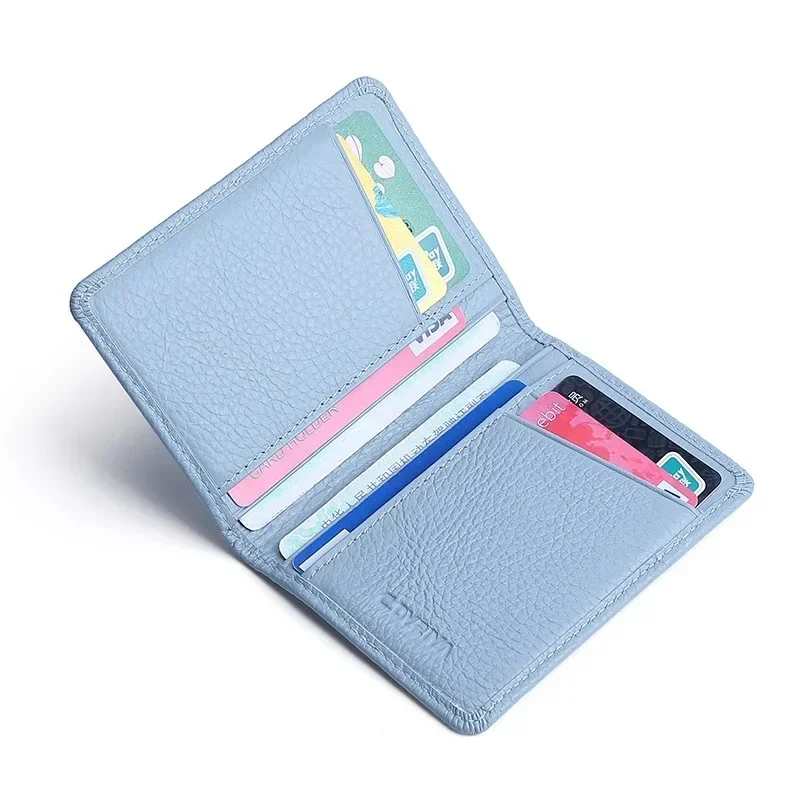 Multi-card Slot Solid Color Portable Leather Card Case Universal  Bank  Credit Card ID Bus Holder Travel Organizer