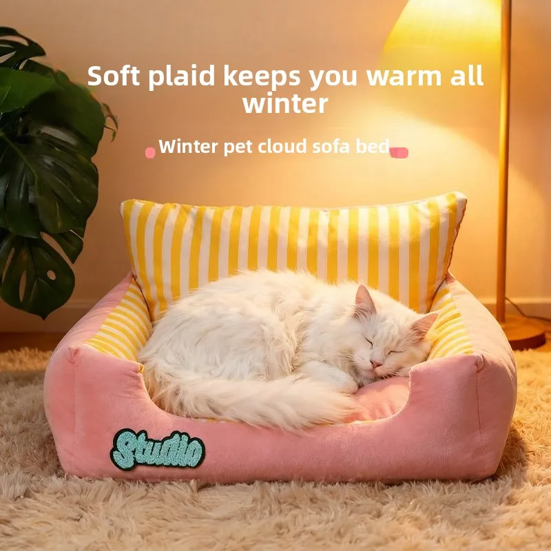 

Thiened Open-Sle Bed Winter Warm Pet Nest Dog Bed Se Feel Home Indoor Single Layer PP Cotton Cozy House