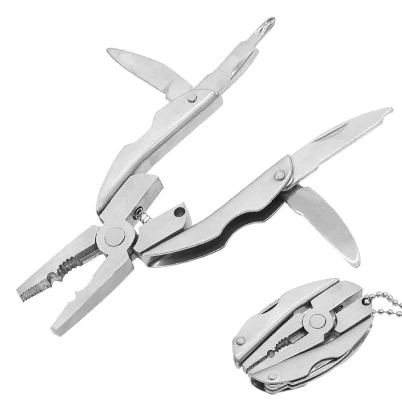 7 in 1 Multitool Tortoise Back Plier,Stainless Steel Foldable Keychain Mini Multifunction Plier Tool for Outdoor Fishing Camping