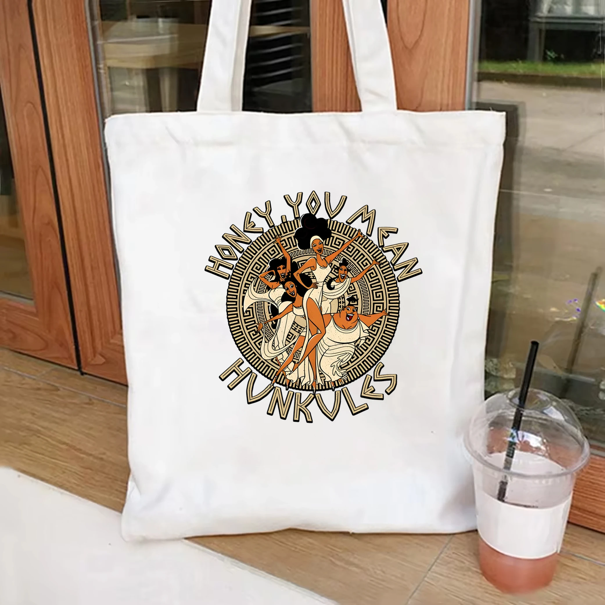 Disney Hercules Diva The Muses Retro 90s Women\'s Canvas Tote Bag Disneyland Family Vacation Travel Bag Concert Tote Bag