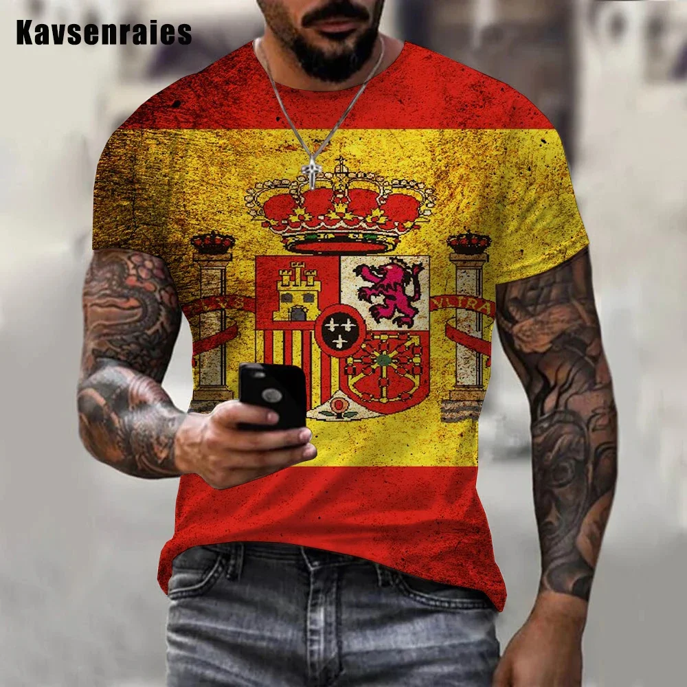 Newest Cool Summer Design Spain Flag 3D Print T-Shirt Men Casual Spain T-shirt Funny Short Sleeve Printing 3d Oversized T Shirt