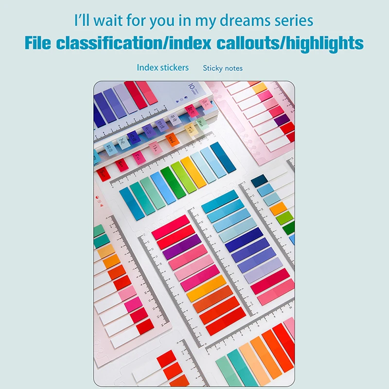200 fogli colorati PET impermeabili Sticky Notes Index Tabs con righello schede di File scrivibili bandiere etichette colorate per pennarelli di pagina