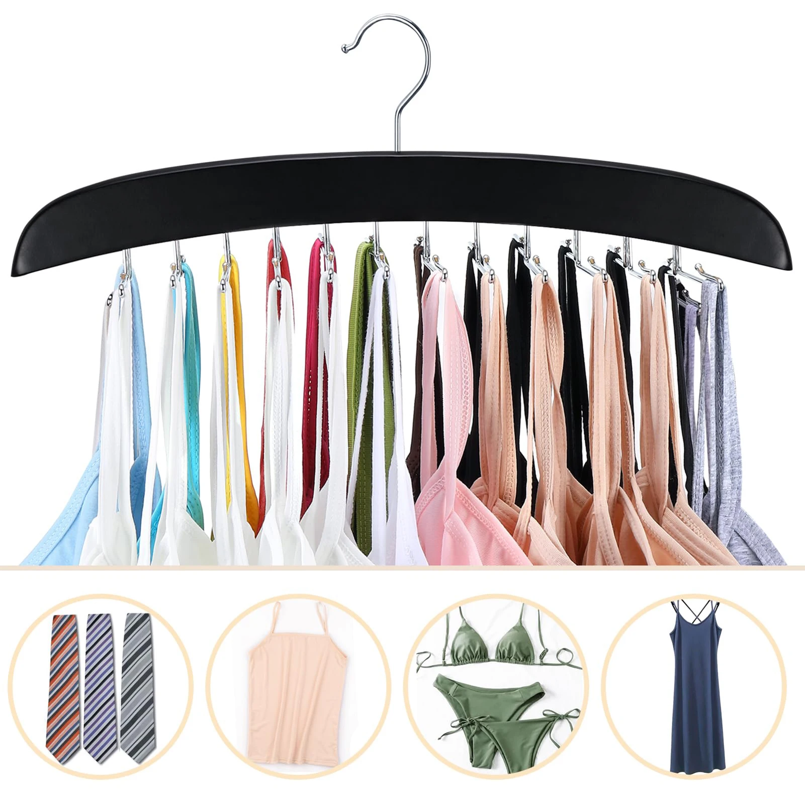 

24 Hook Solid Wood Storage Rack Multi Functional Clothing Storage Clip For Wardrobe Bathroom Cloakroom Clothes Organizer Hooks